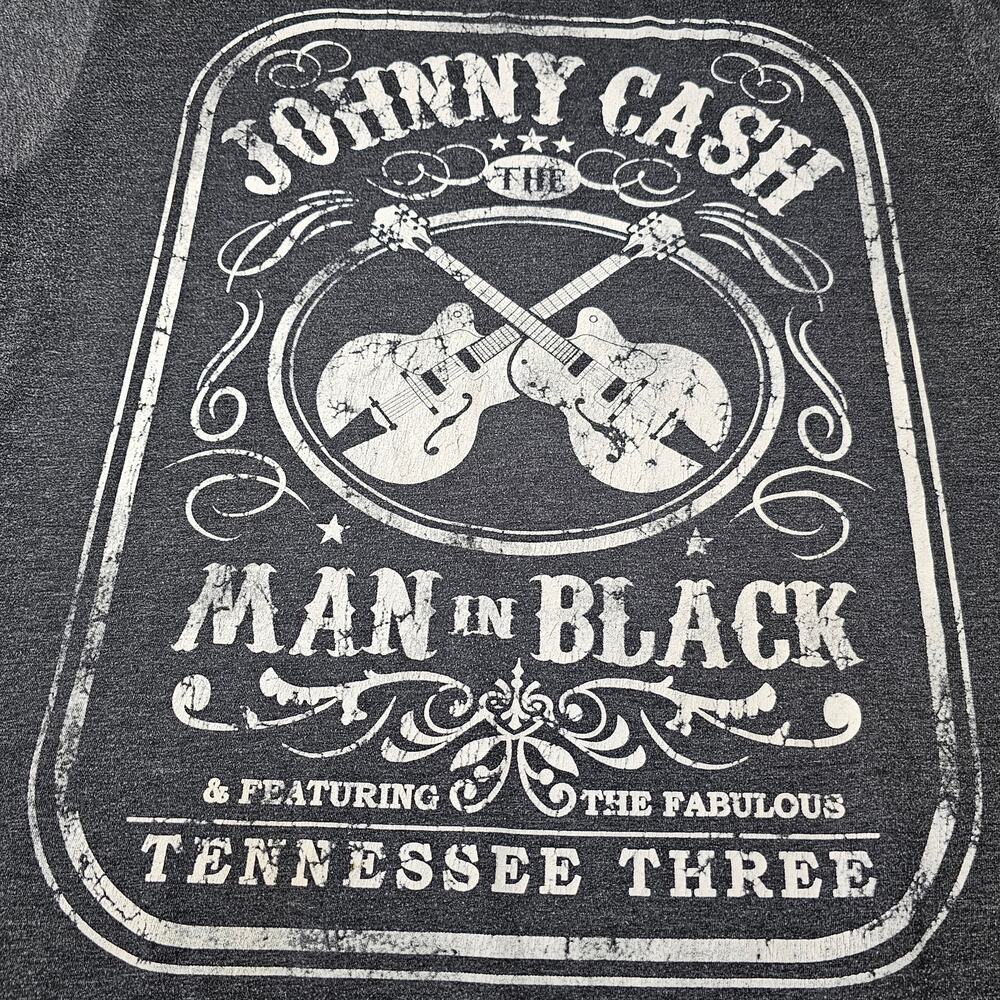 Gray Johnny Cash 50/50 Cotton Poly Blend T-Shirt Man In Black Size Large - Picture 2 of 6